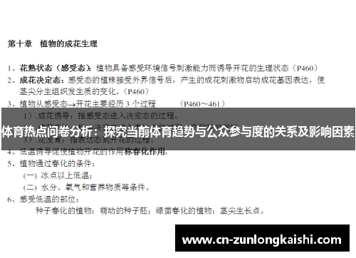 体育热点问卷分析：探究当前体育趋势与公众参与度的关系及影响因素